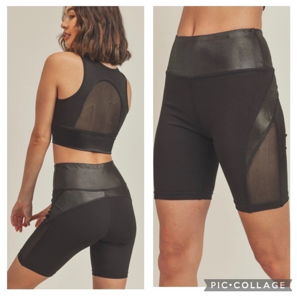 Black Sports Workout 2 Piece Shorts & Bra - Picture 4 of 5